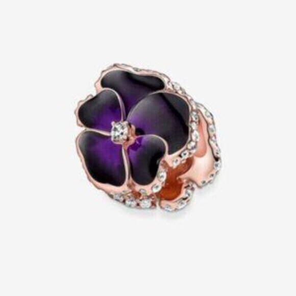 Pandora Deep Purple Pansy Flower Charm - Picture 4 of 6